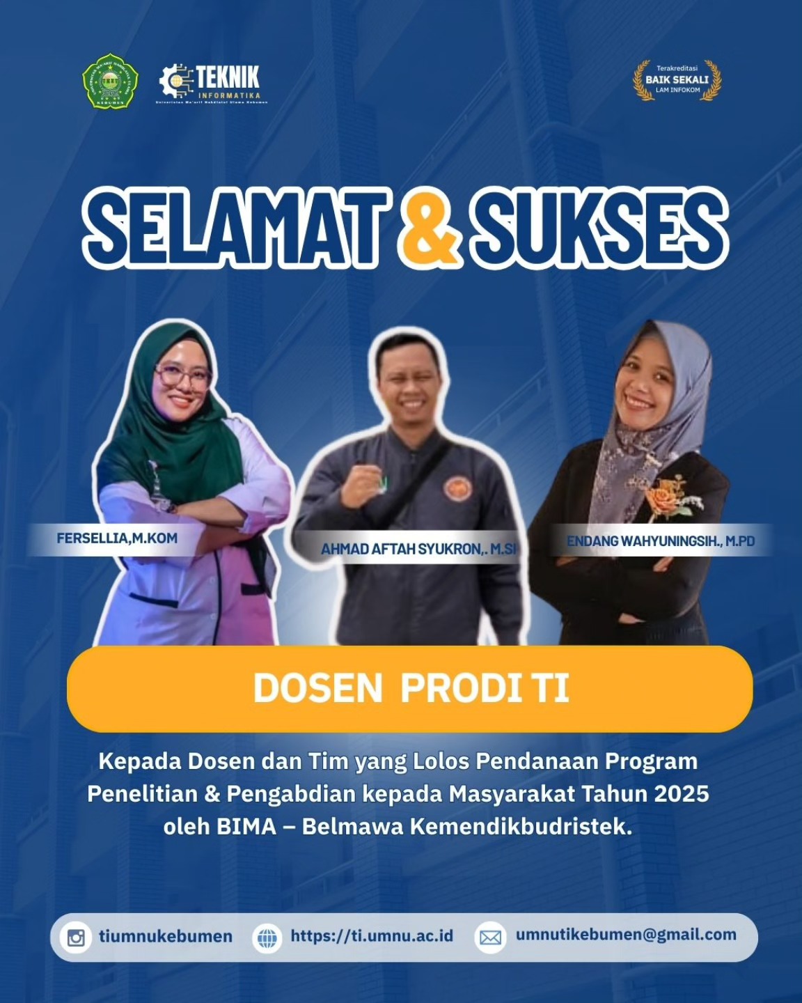 Riset Jalan, Pengabdian Gaspol! Dosen TI UMNU Kebumen Lolos Pendanaan BIMA 2025